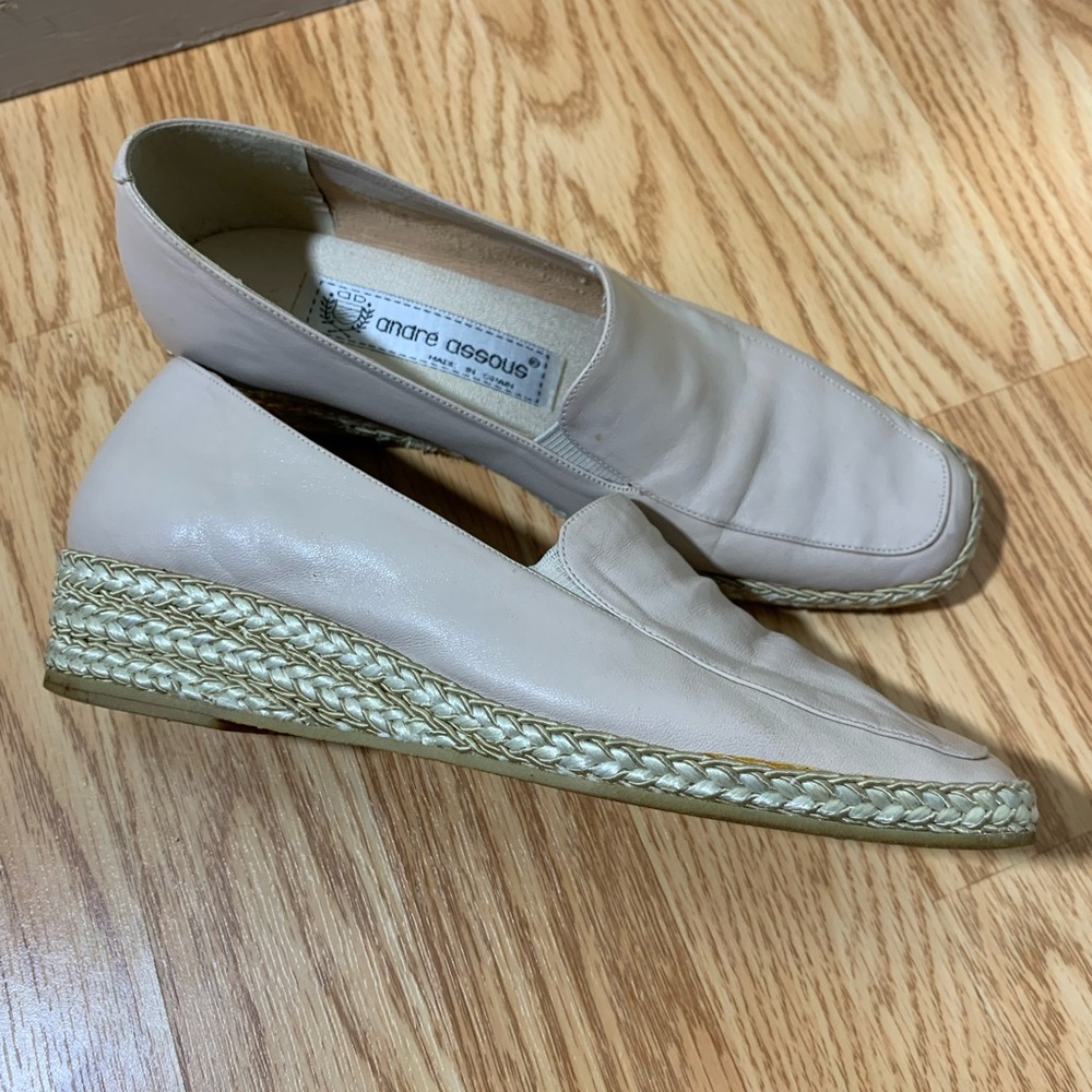 Andre Assous leather espadrille low wedge